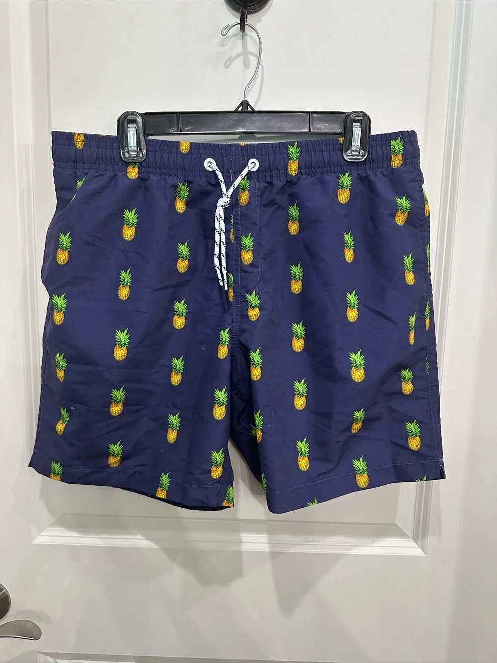 Men's Pineapple-Print Navy Swim Trunks